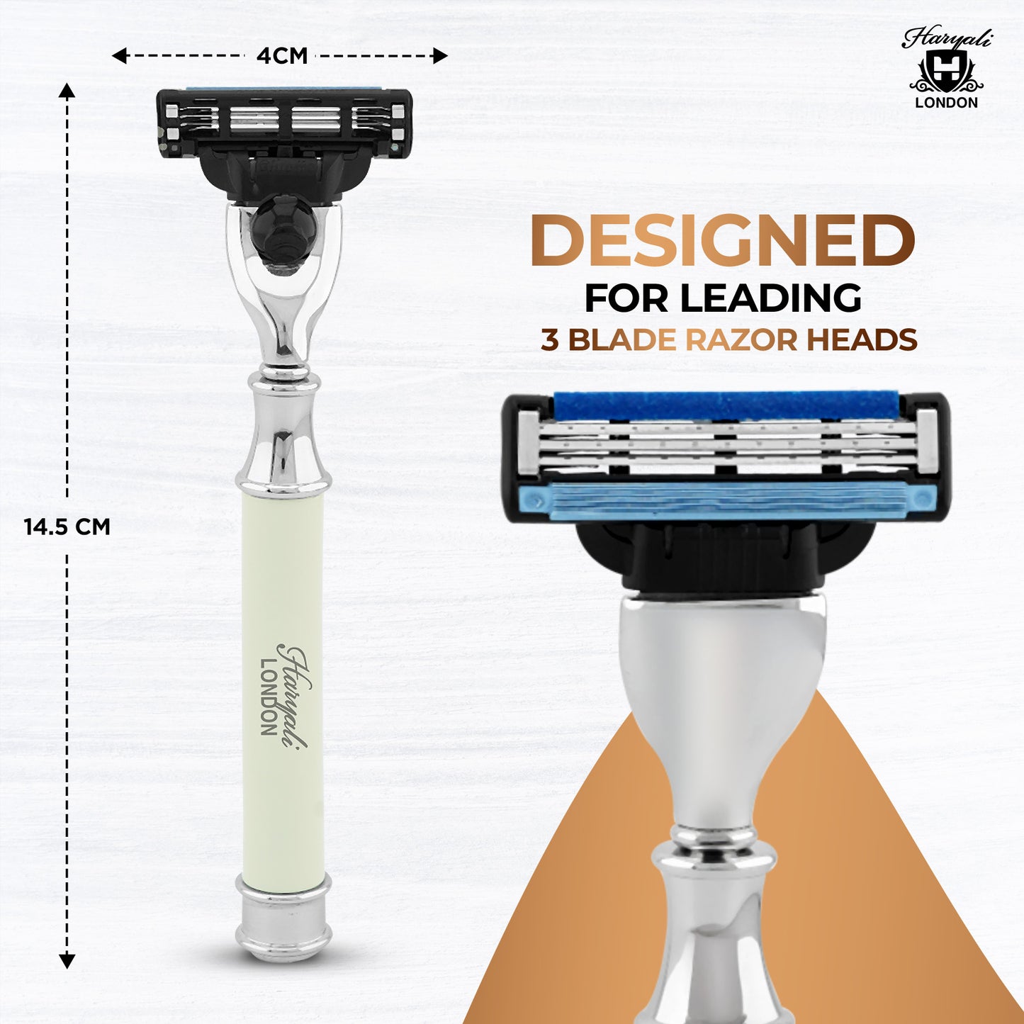 Haryali's Round 3 Edge Shaving Razor Ivory Color