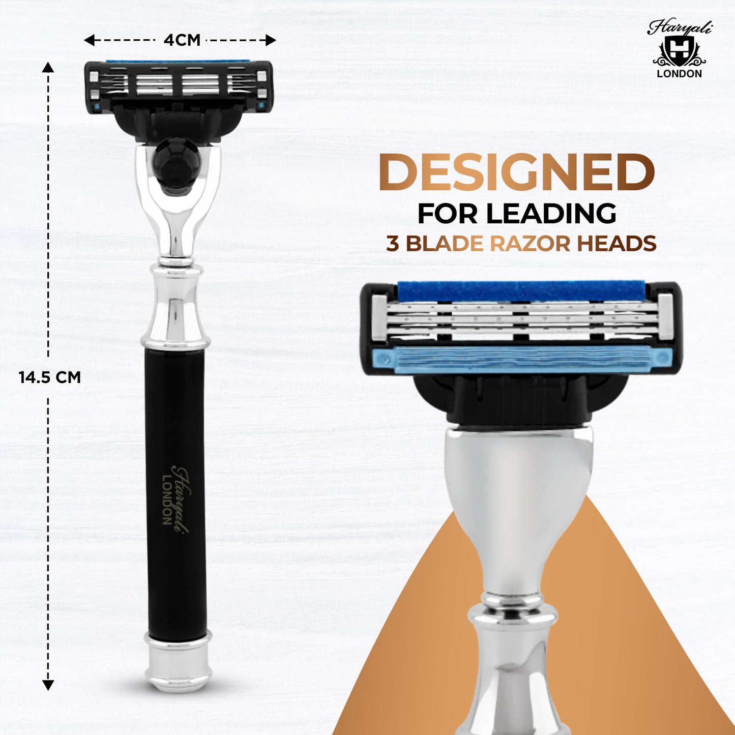 Haryali's Round 3 Edge Shaving Razor - Black