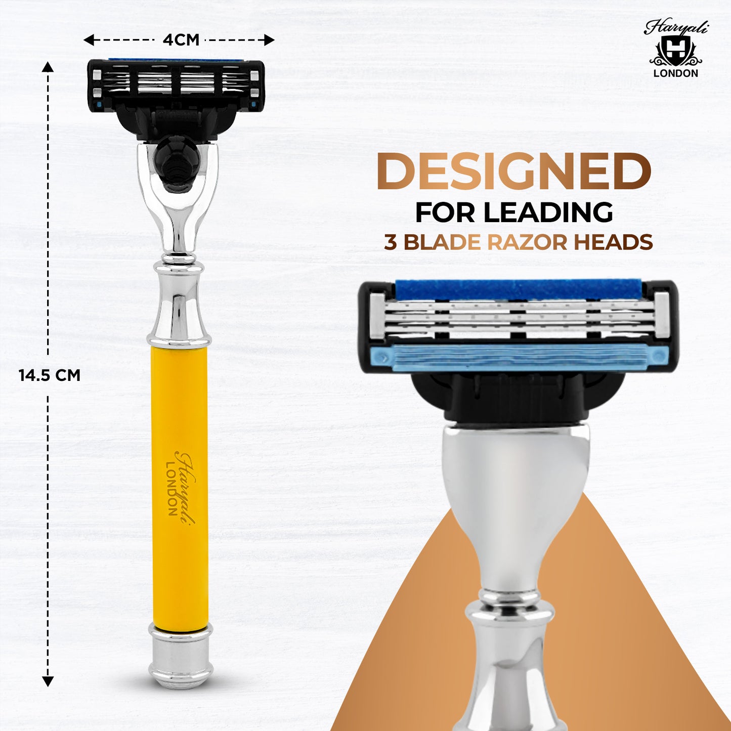 Haryali's Round 3 Edge Shaving Razor - Yellow