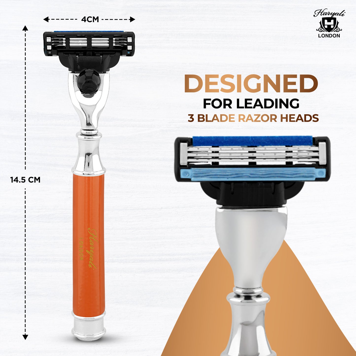 Haryali's Round 3 Edge Shaving Razor - Orange