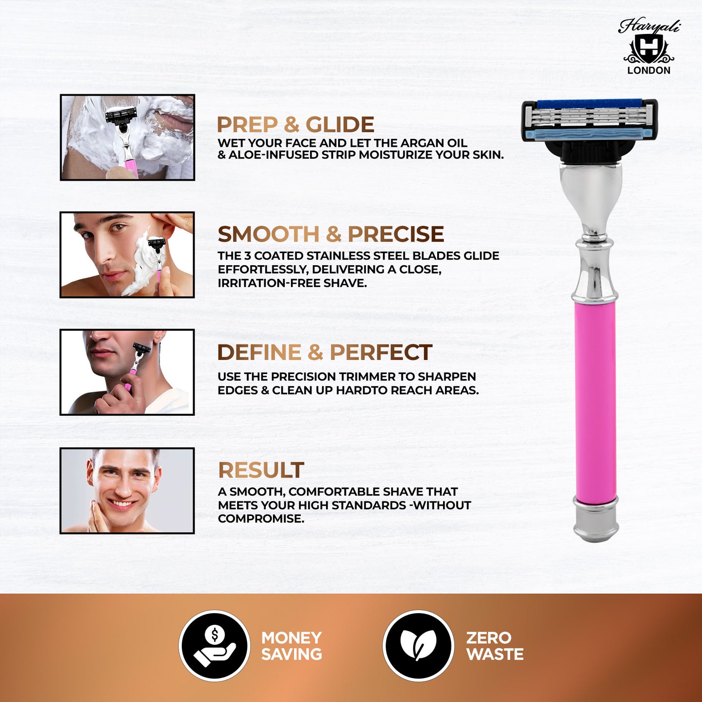 Haryali's Round 3 Edge Shaving Razor - Pink