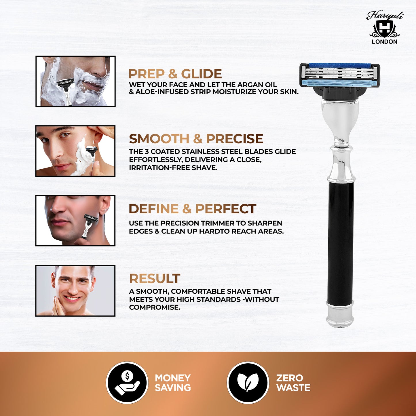 Haryali's Round 3 Edge Shaving Razor - Black