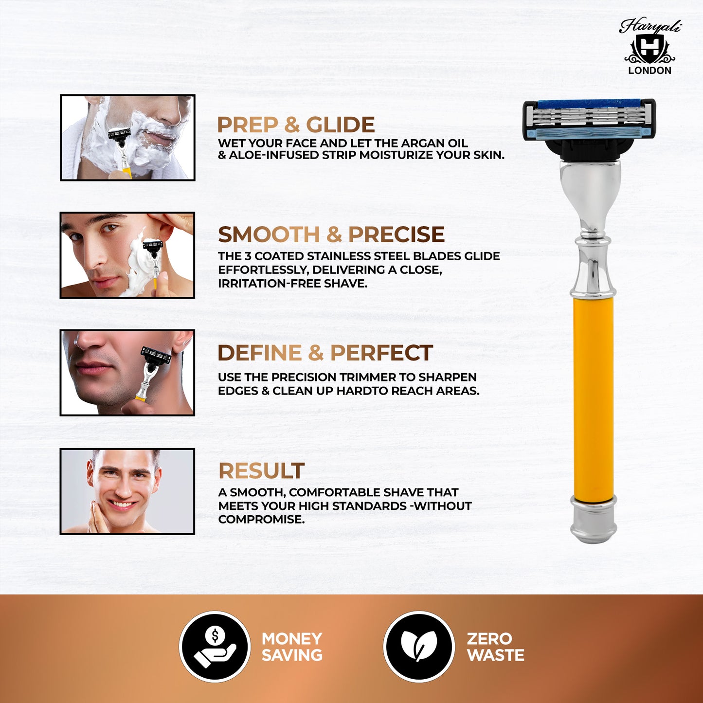 Haryali's Round 3 Edge Shaving Razor - Yellow