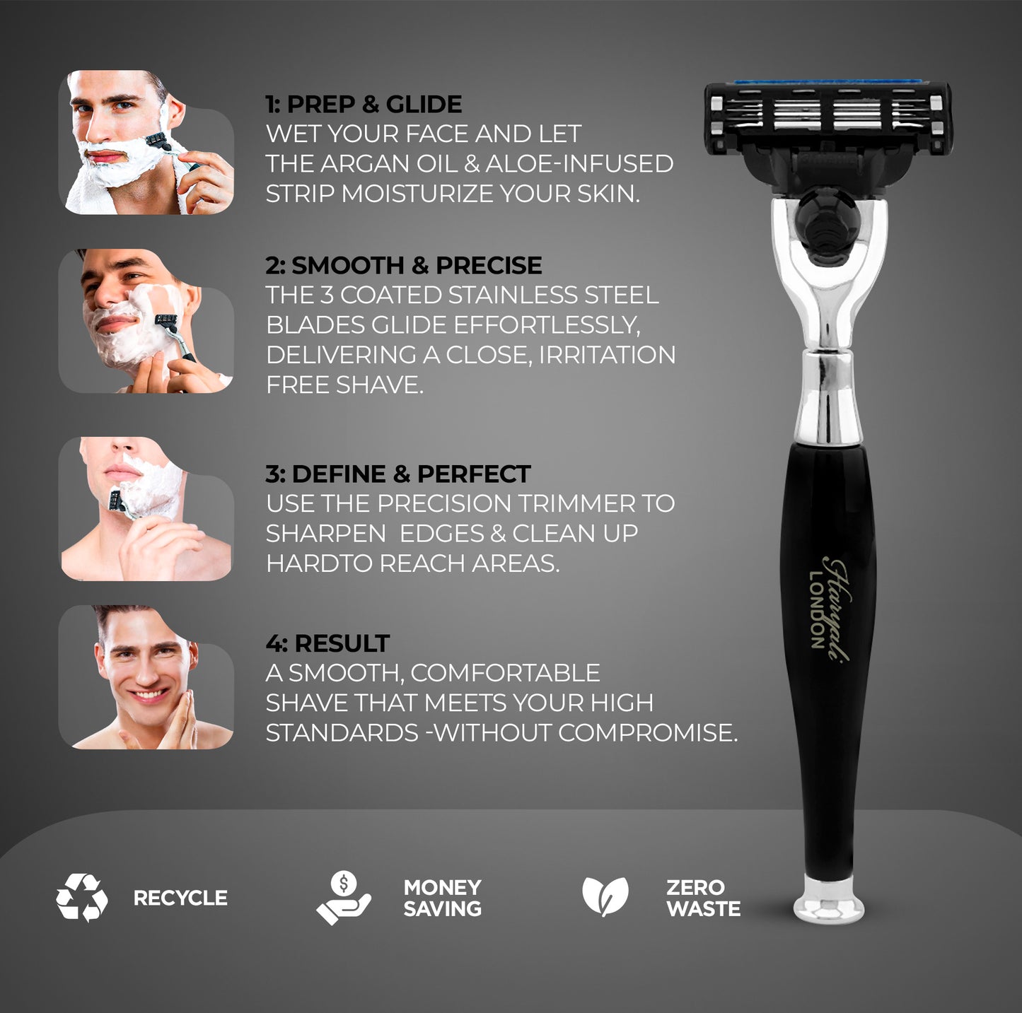 Haryali's Tandoori 3 Edge Shaving Razor Black Color