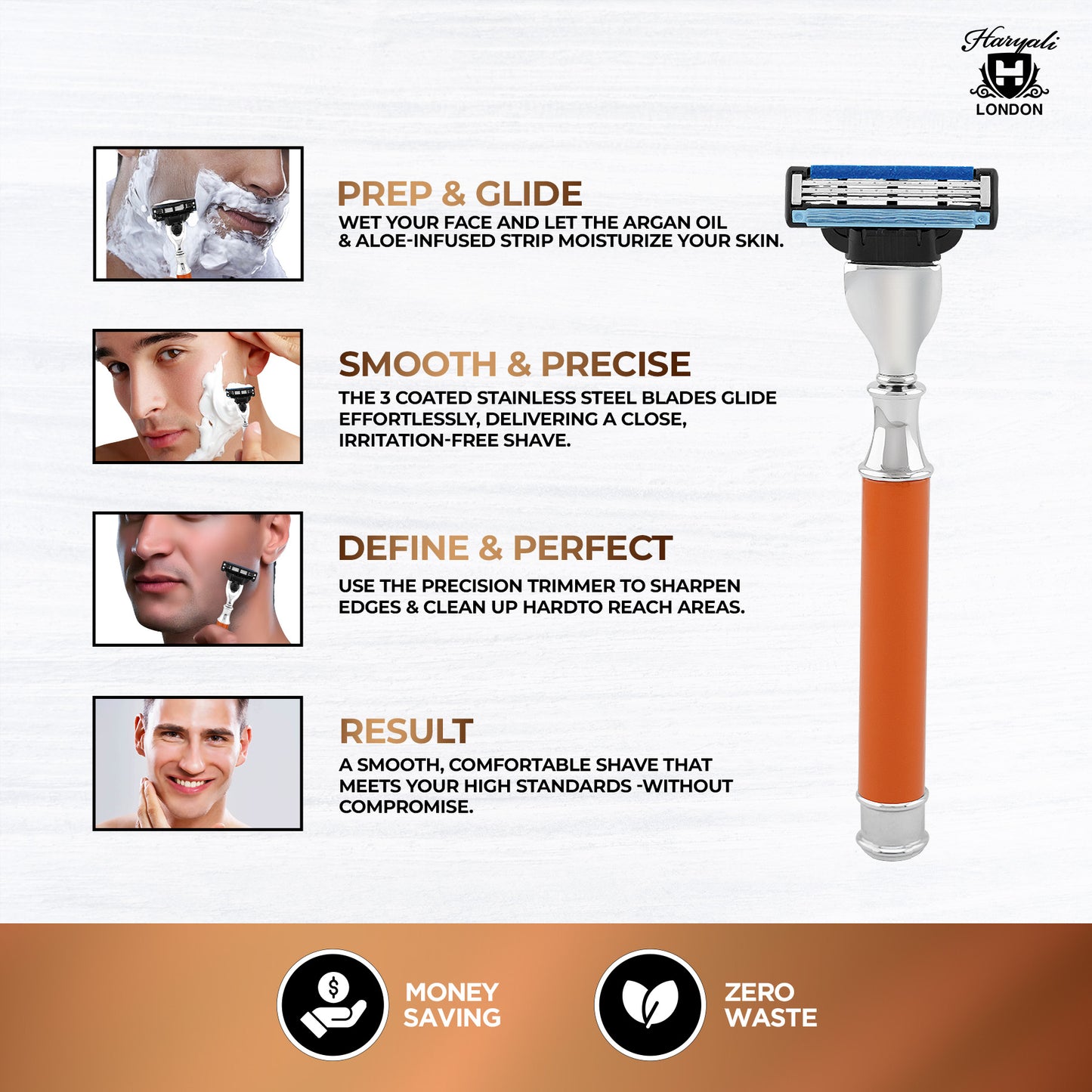 Haryali's Round 3 Edge Shaving Razor - Orange