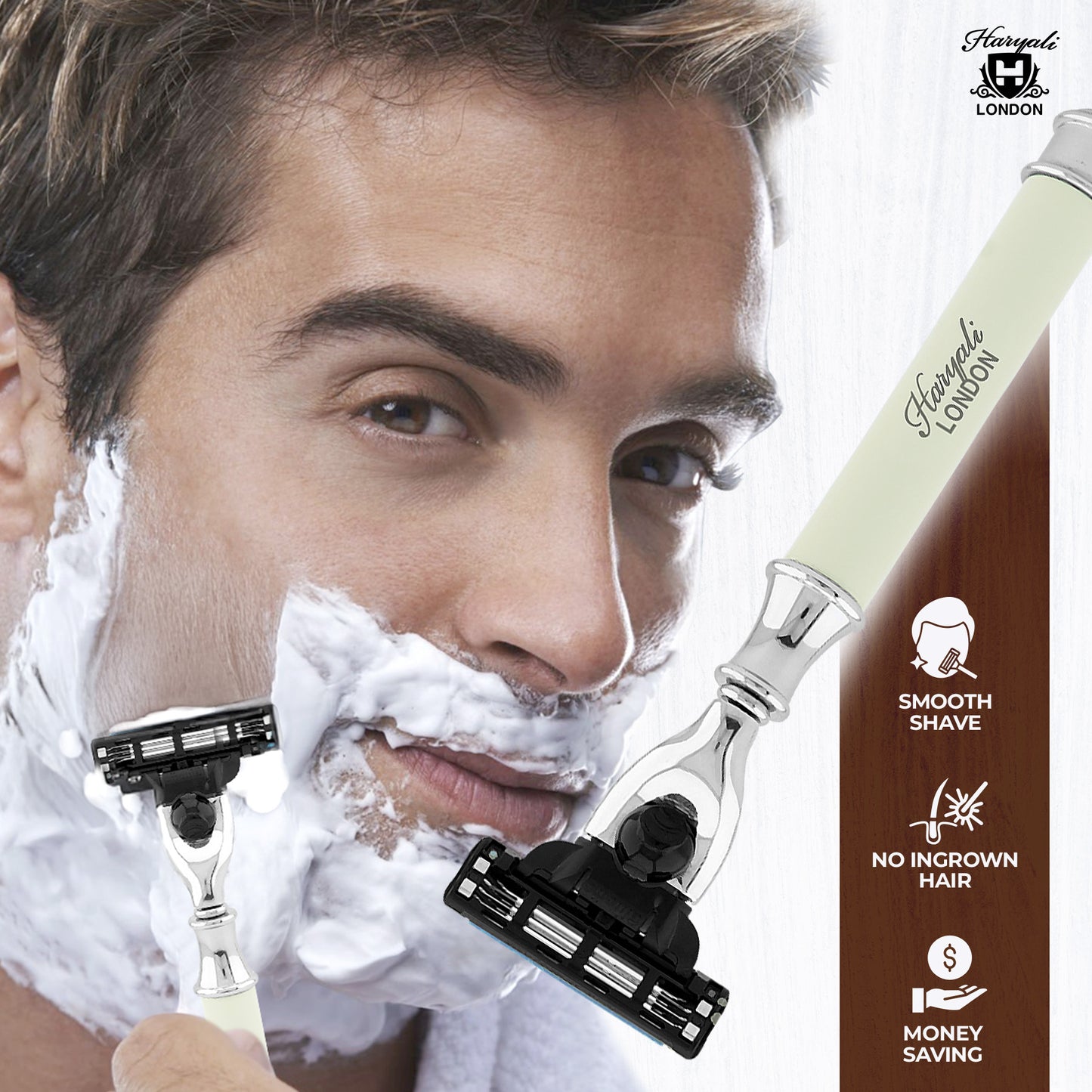 Haryali's Round 3 Edge Shaving Razor Ivory Color