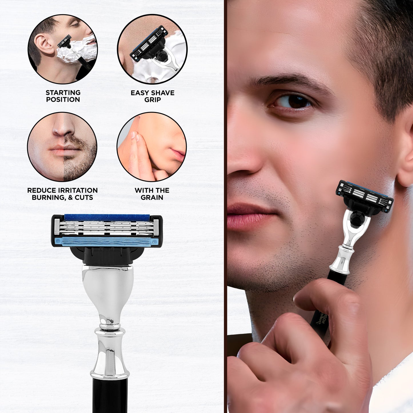 Haryali's Round 3 Edge Shaving Razor - Black