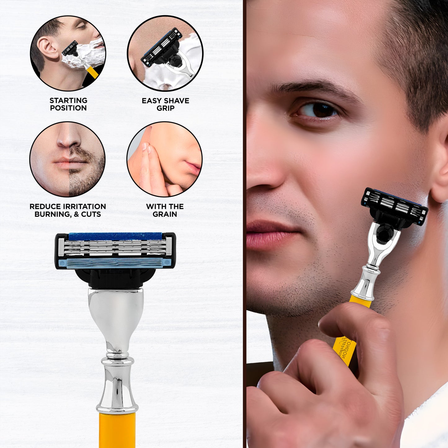 Haryali's Round 3 Edge Shaving Razor - Yellow