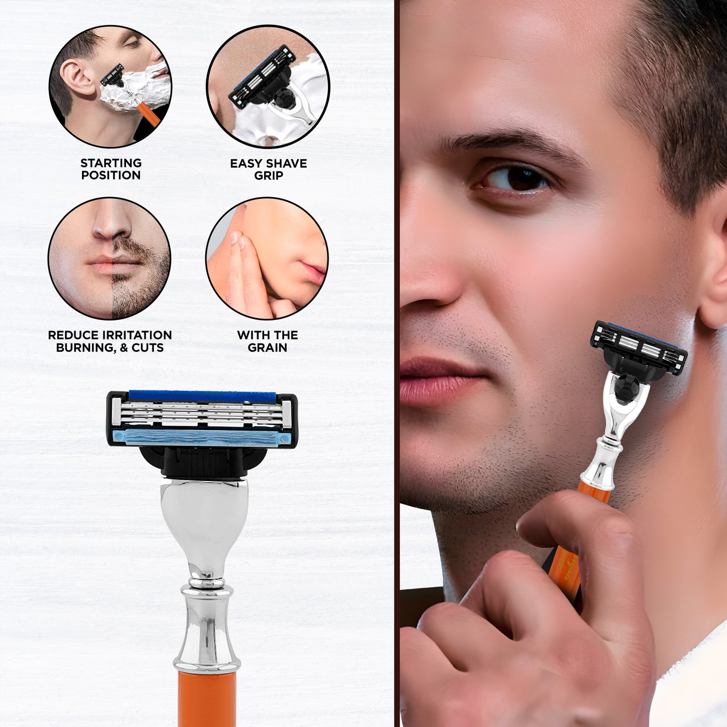Haryali's Round 3 Edge Shaving Razor - Orange