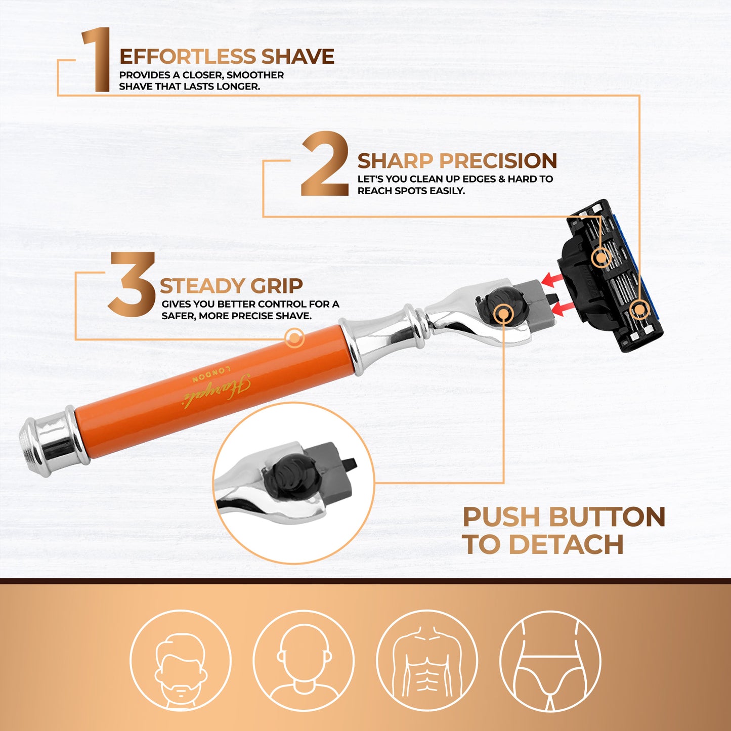 Haryali's Round 3 Edge Shaving Razor - Orange