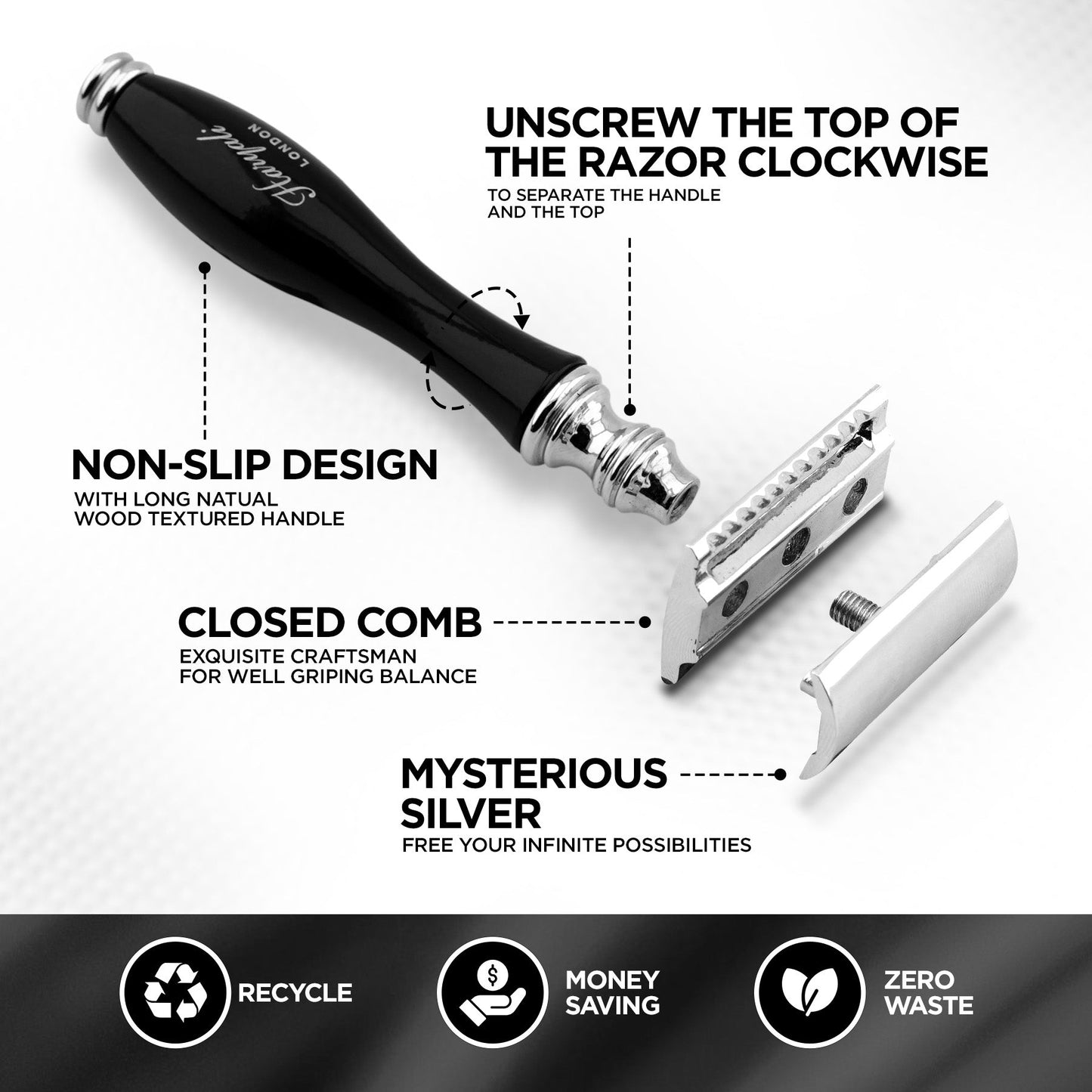 Haryali's Double Edge Safety Razor - Black