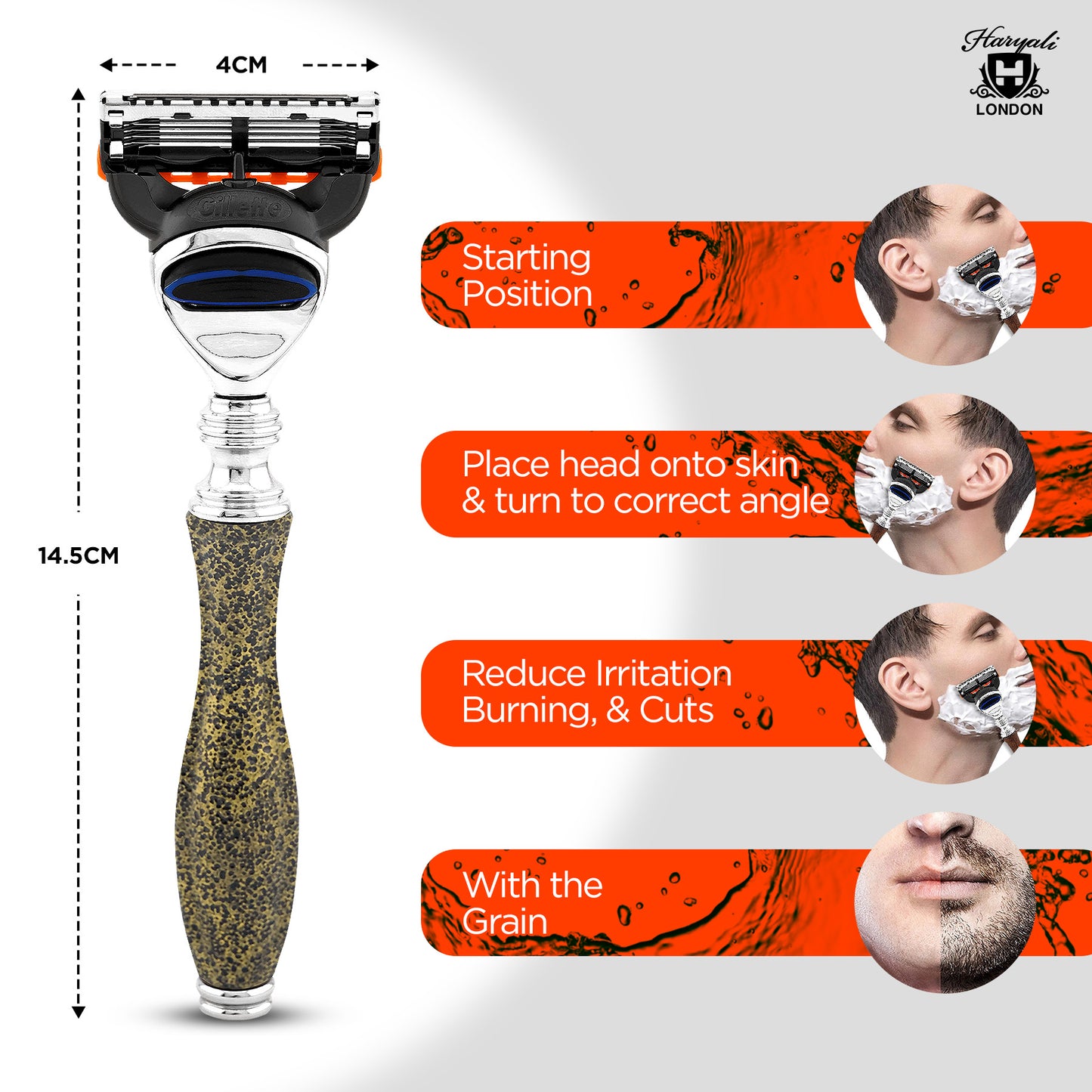 Classic antique gold razor with ergonomic grip and irritation-free shave