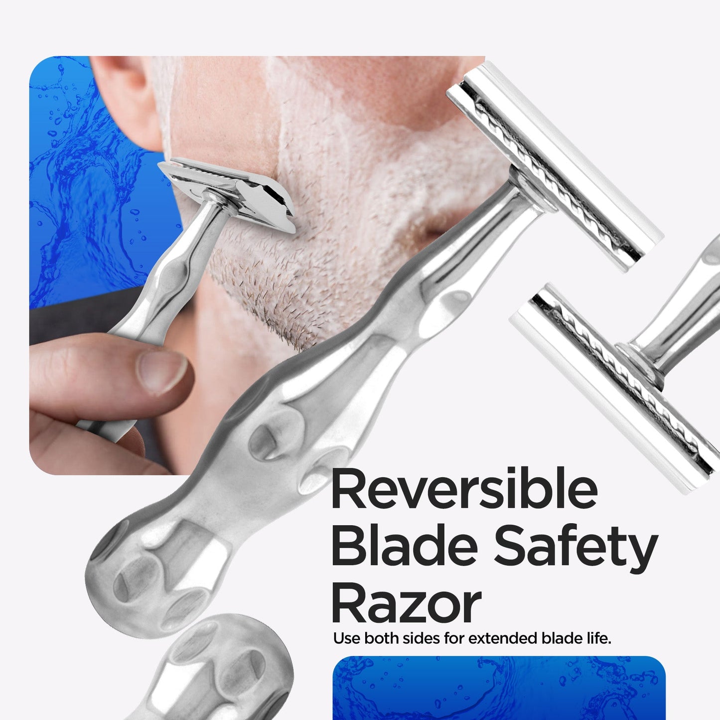 Reversible blade razor vase shape