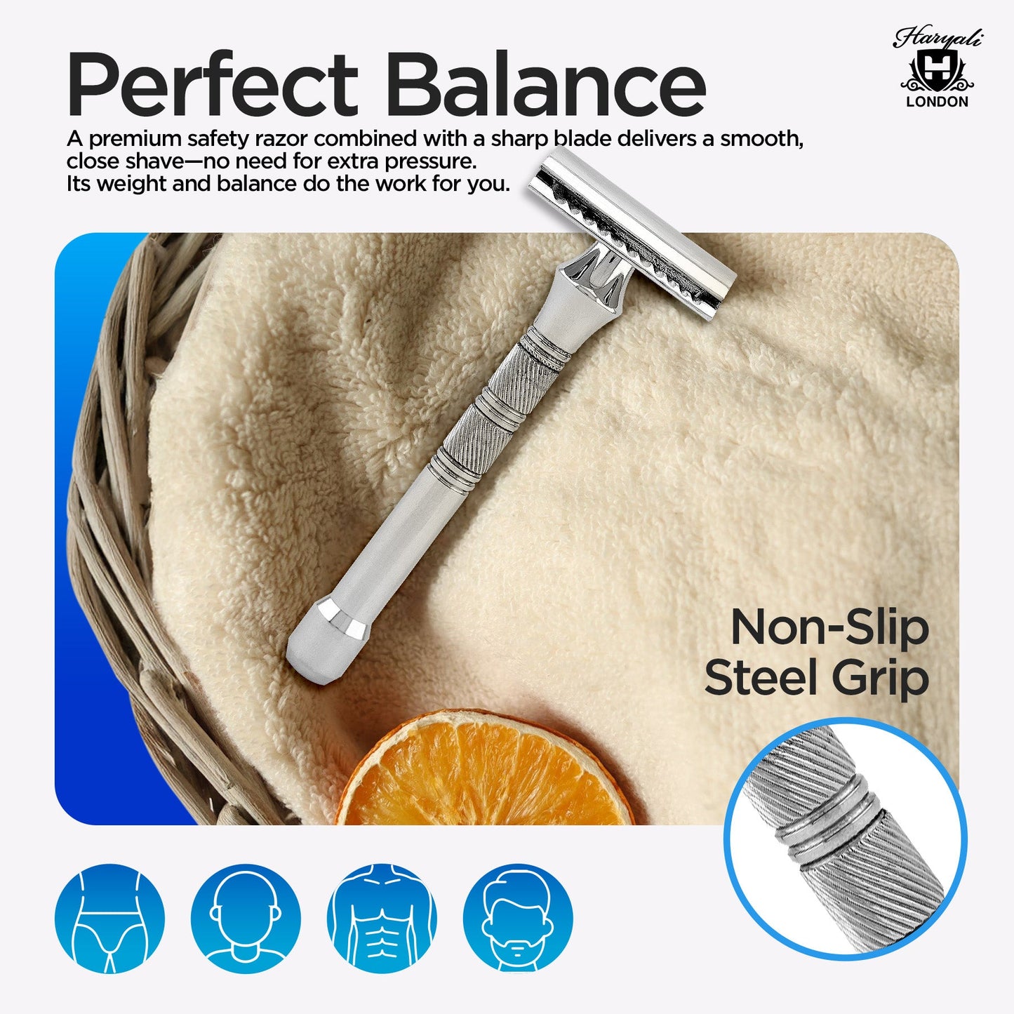 Stainless steel double edge razor for wet shave