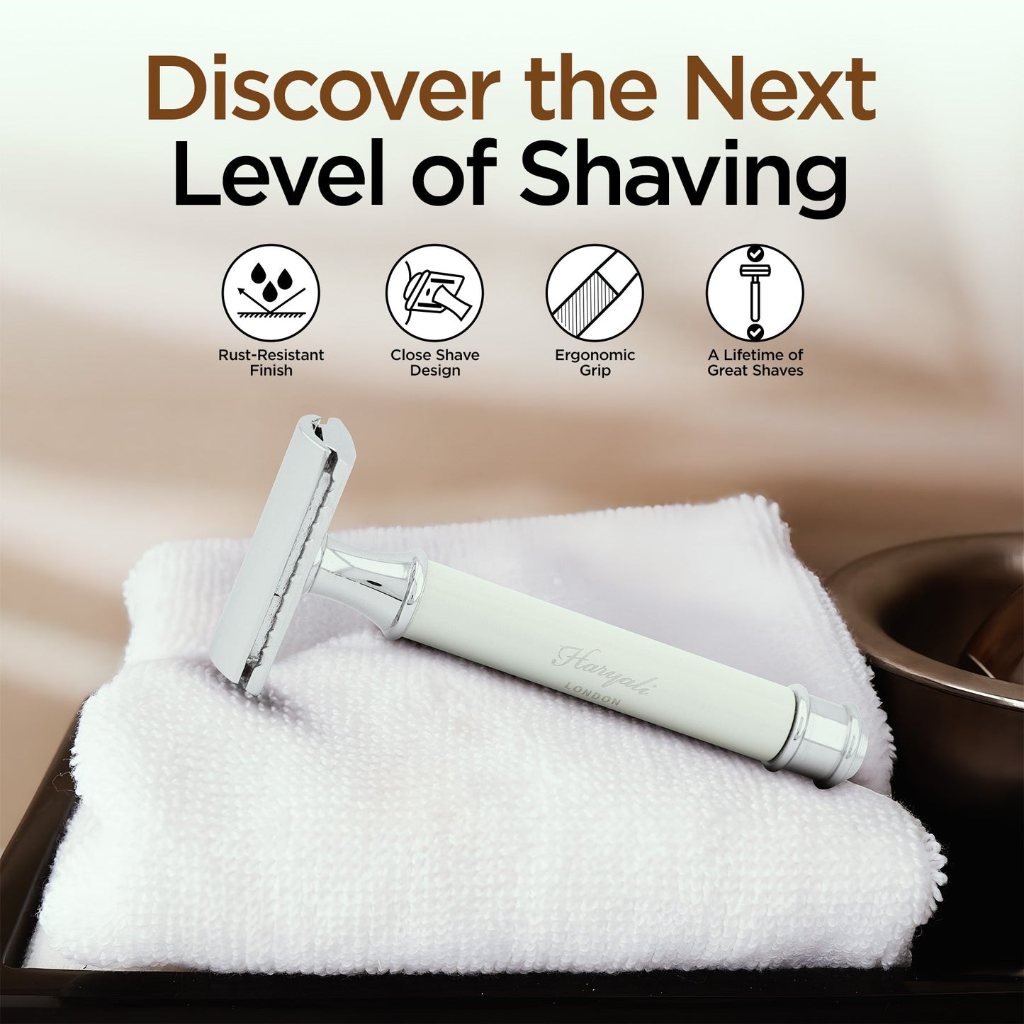 Wet shave razor with ivory handle