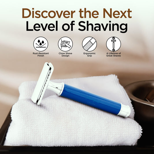 Round Double Edge Razor Blue