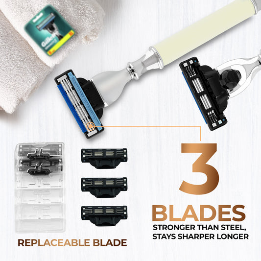 Haryali's Round 3 Edge Shaving Razor Ivory Color