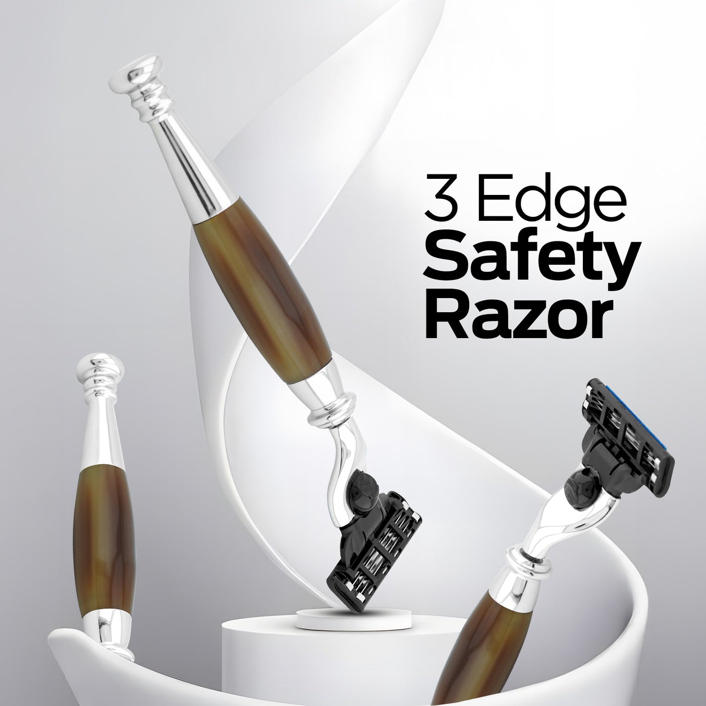 Tandoori 3 Edge Shaving Razor - Buffalo Horn Imitation