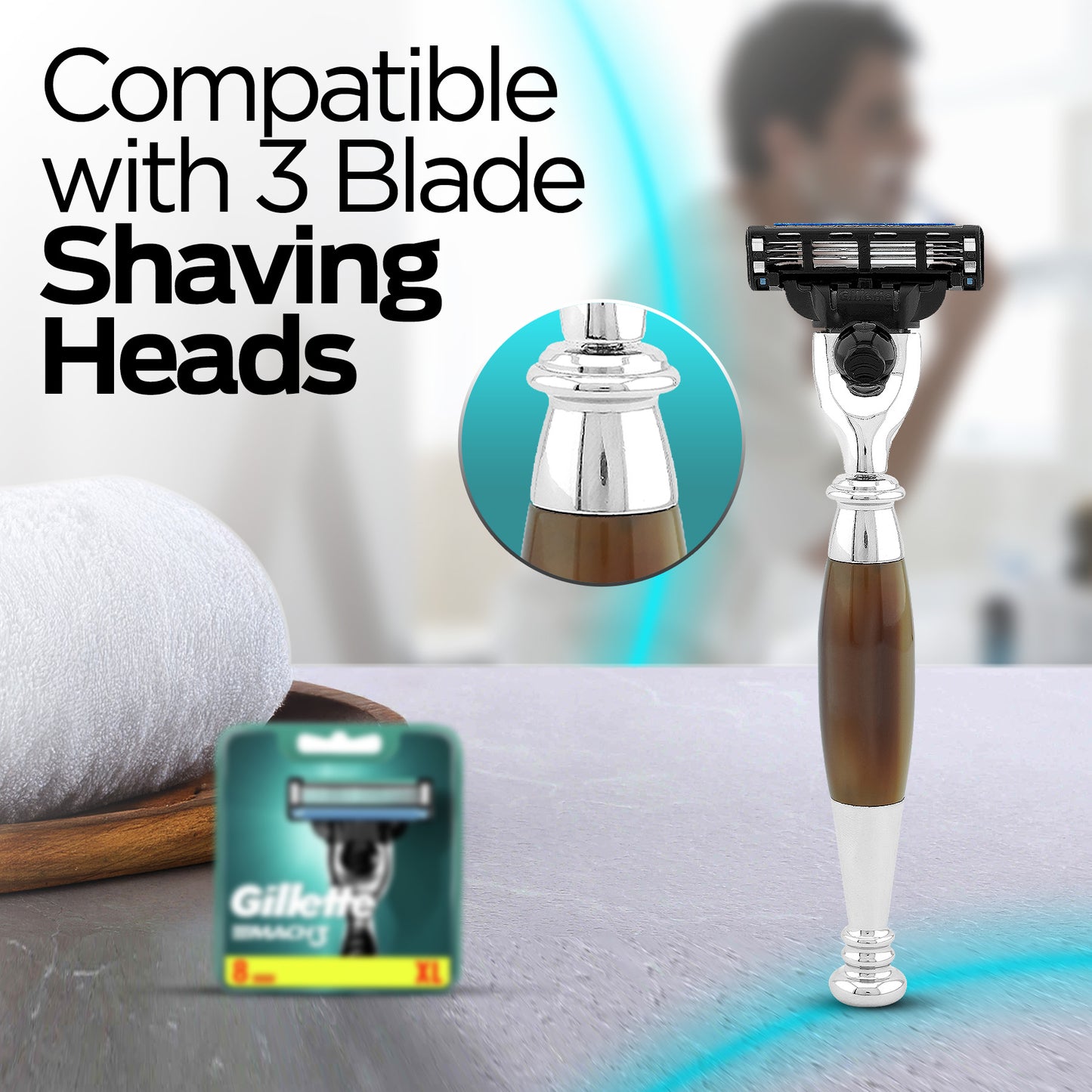 Tandoori 3 Edge Shaving Razor - Buffalo Horn Imitation