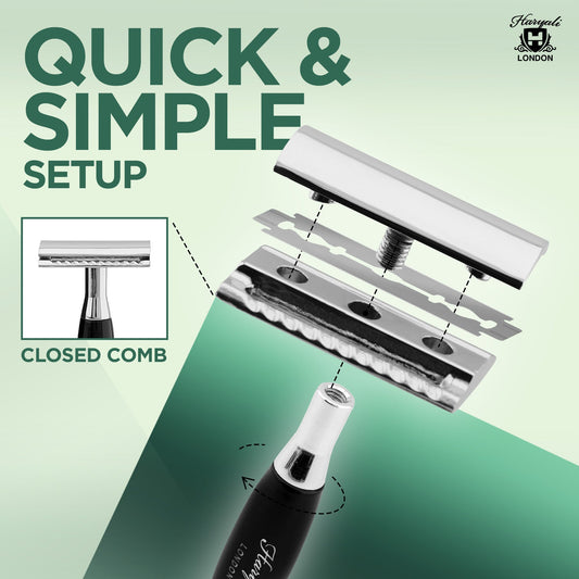 Best black safety razor with closed comb head

