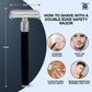 Haryali’s butterfly safety razor with black grooves features a twist-to-open DE head and a textured handle for a secure grip, delivering effortless blade changes and smooth shaves across the UK.