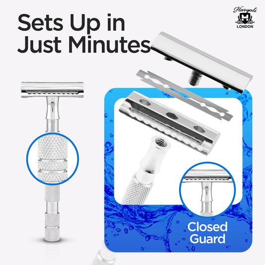 Closed comb razor with extended grip design

