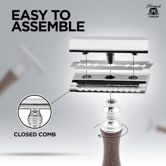 Closed comb safety razor maroon finish
