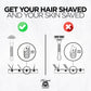 Diagram comparing a safety razor and a traditional razor with text 'Get your hair shaved and your skin saved'.