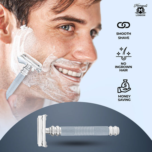 Grey double edge butterfly razor