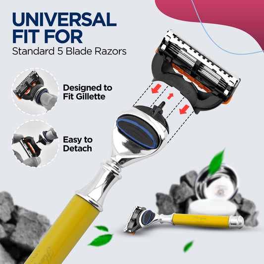 Haryali London yellow razor handle for Fusion 5 blade cartridges