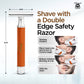 Haryali London’s orange round double edge safety razor offers a bright ergonomic handle and closed comb DE head, perfect for a smooth, everyday shave using double edge razor blades across the UK.