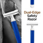 Premium wet shave razor with round blue grip