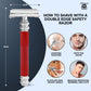 Haryali’s red butterfly safety razor BT3BSR features a twist-to-open DE head and ergonomic grip, providing easy blade replacement and smooth, effortless shaving with double edge razor blades in the UK.